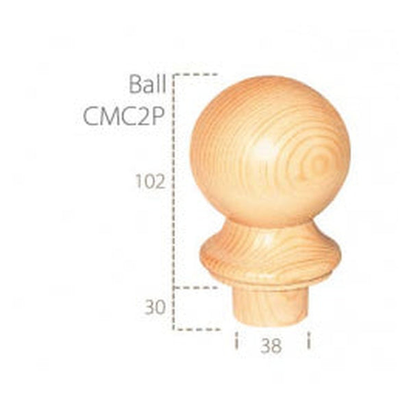 Cheshire Mouldings pine ball cap for decking posts