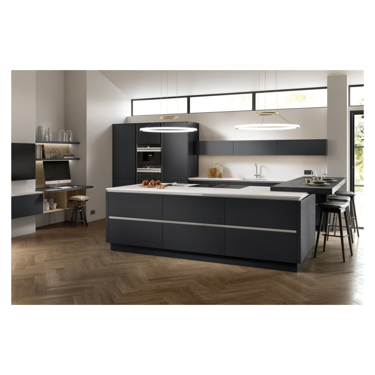Chippendale Oblique painted kitchen, 8 piece straight layout example