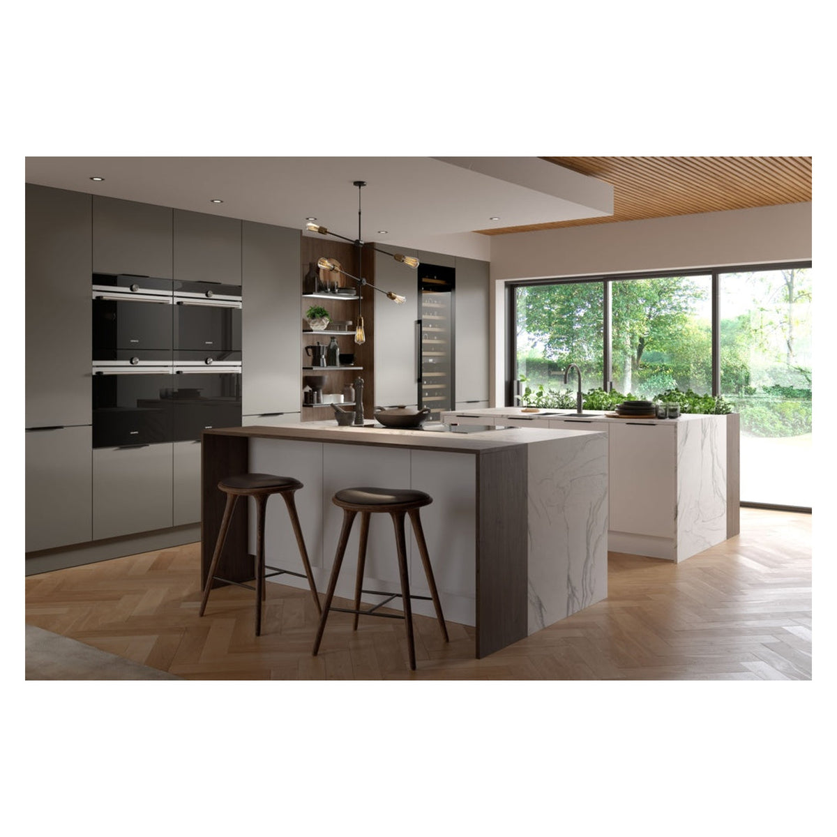 Chippendale super matt slab door kitchen, 8 piece straight layout
