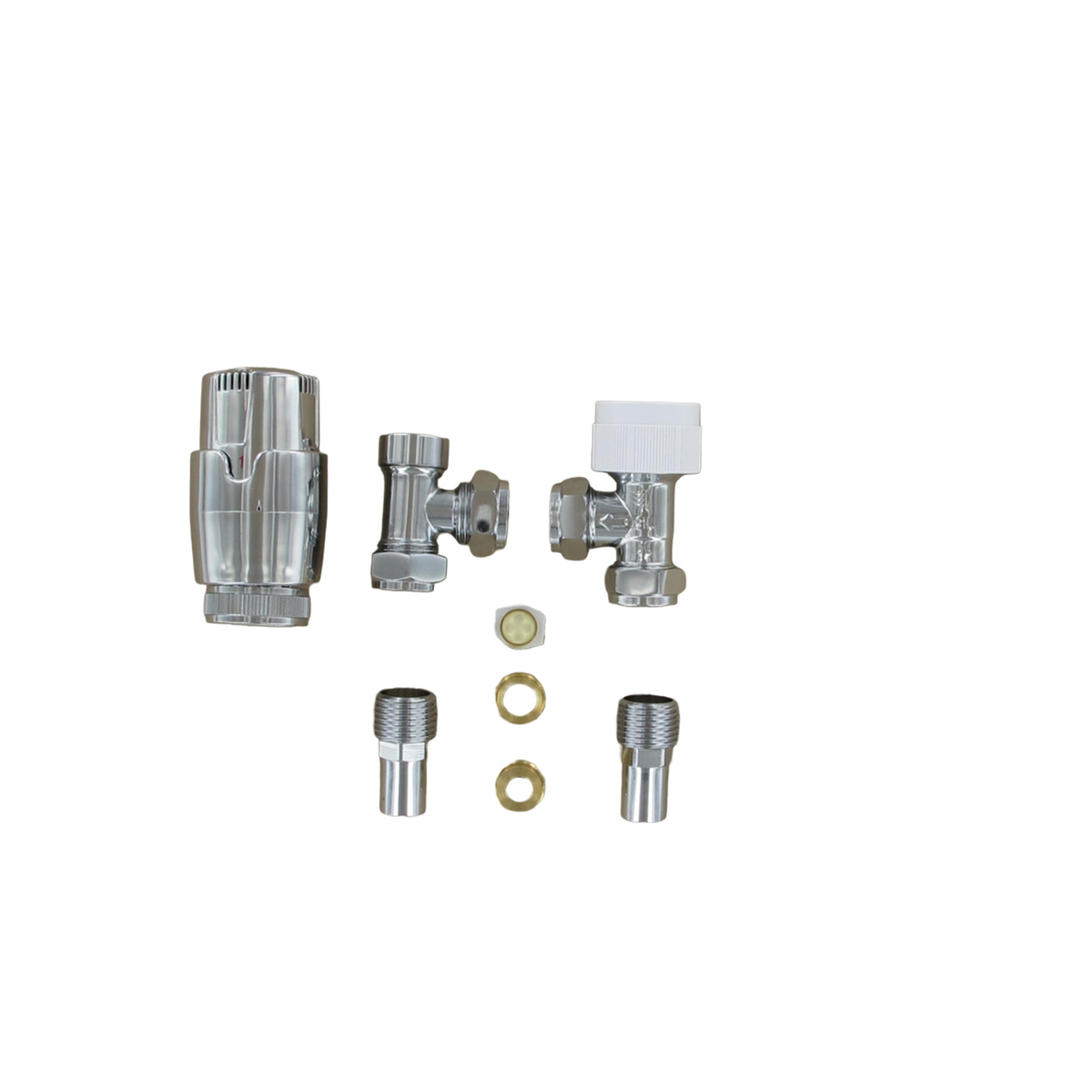 Chrome Plated Angled Radiator Valve & Reducer - 15mm