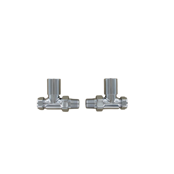 Chrome Plated Straight Radiator Valve Pair - 15mm