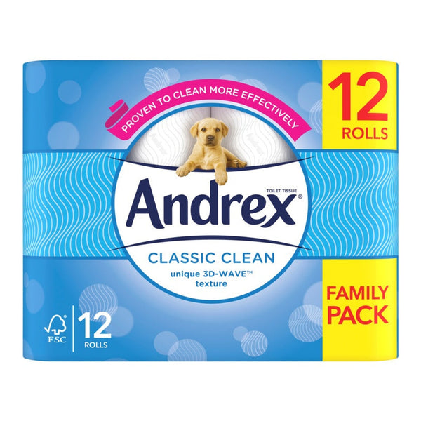 Classic Clean White Toilet Rolls - Pack 12