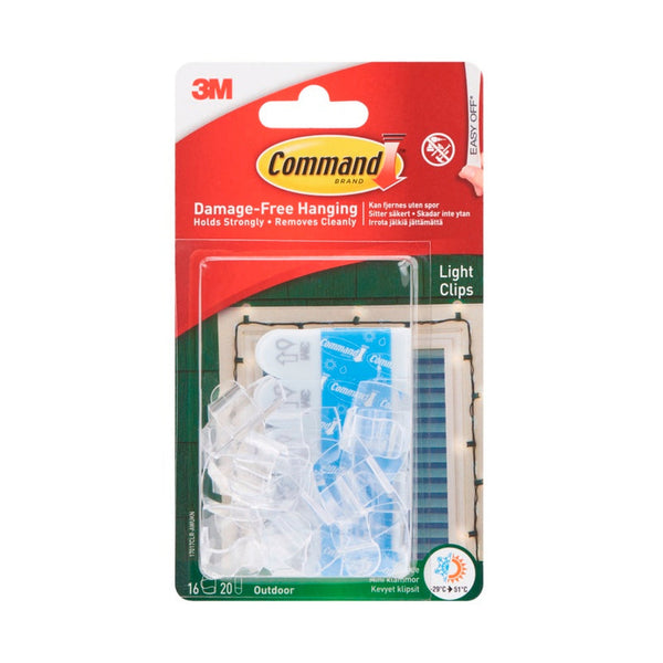 Clear Outdoor Light Clips With Strips - 16 Clips & 20 Strips