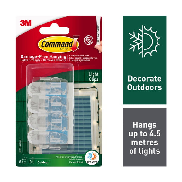 Clear Outdoor Light Clips With Strips - 8 Clips & 10 Straps