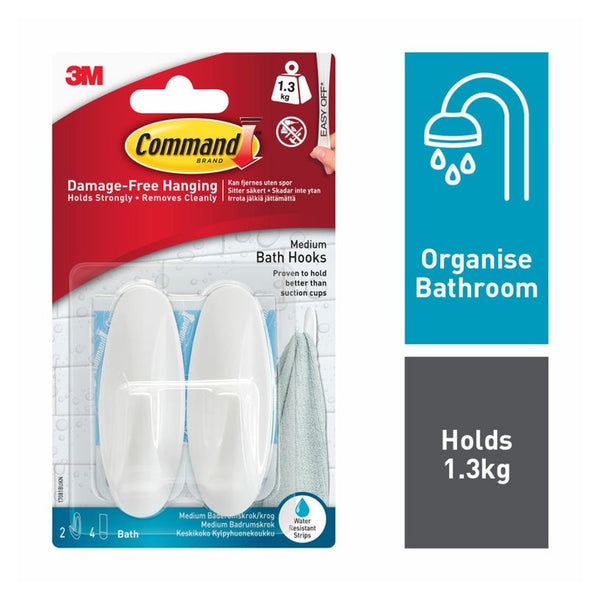 Command Bath medium white designer hooks and strips