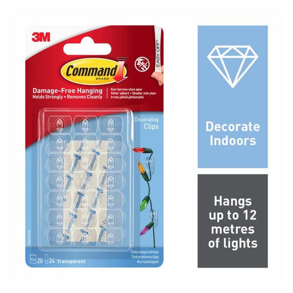Command clear decorating clips with mini strips