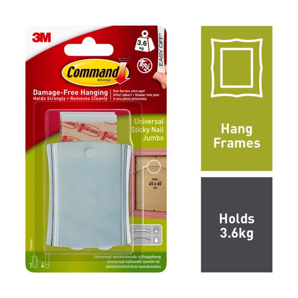 Command Jumbo silver hook with 4 large strips