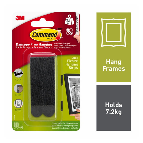 Command large black picture hanging strips, 4 sets