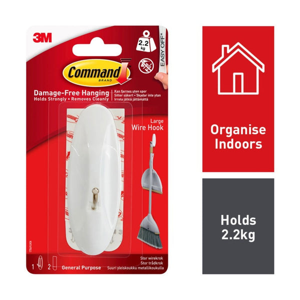 Command large wire hook with 2 large strips