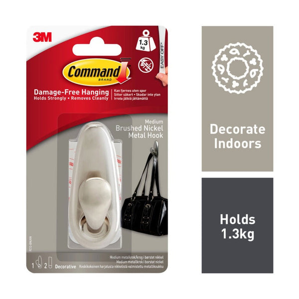 Command medium brushed nickel hook