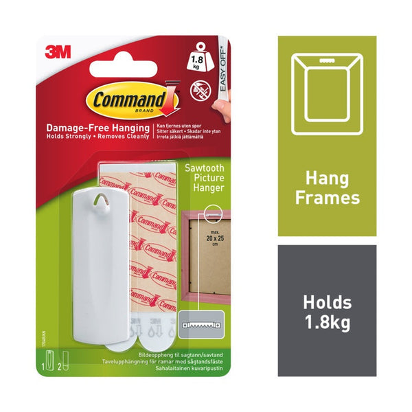 Command Sawtooth Picture Hanger with 2 large strips
