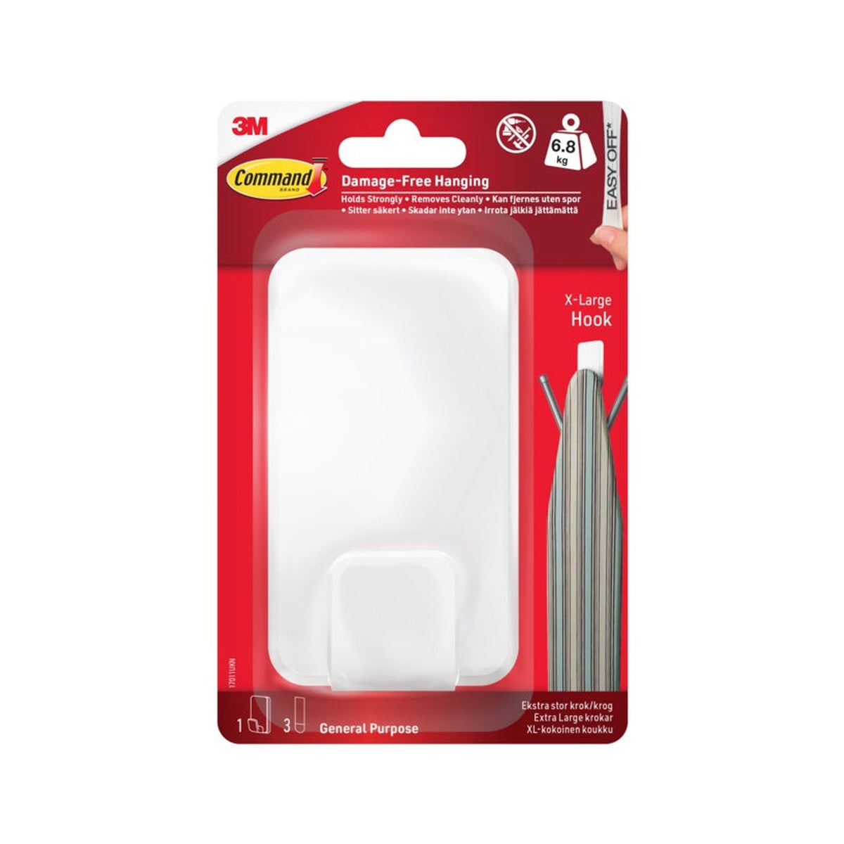Command utility hook XL 6.8kg with 3 strips