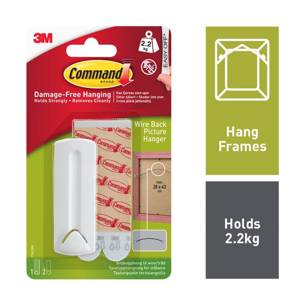 Command wire back picture hanger with large strips