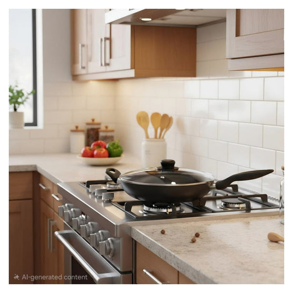 CookClassic 28cm non stick deep fry pan with glass lid