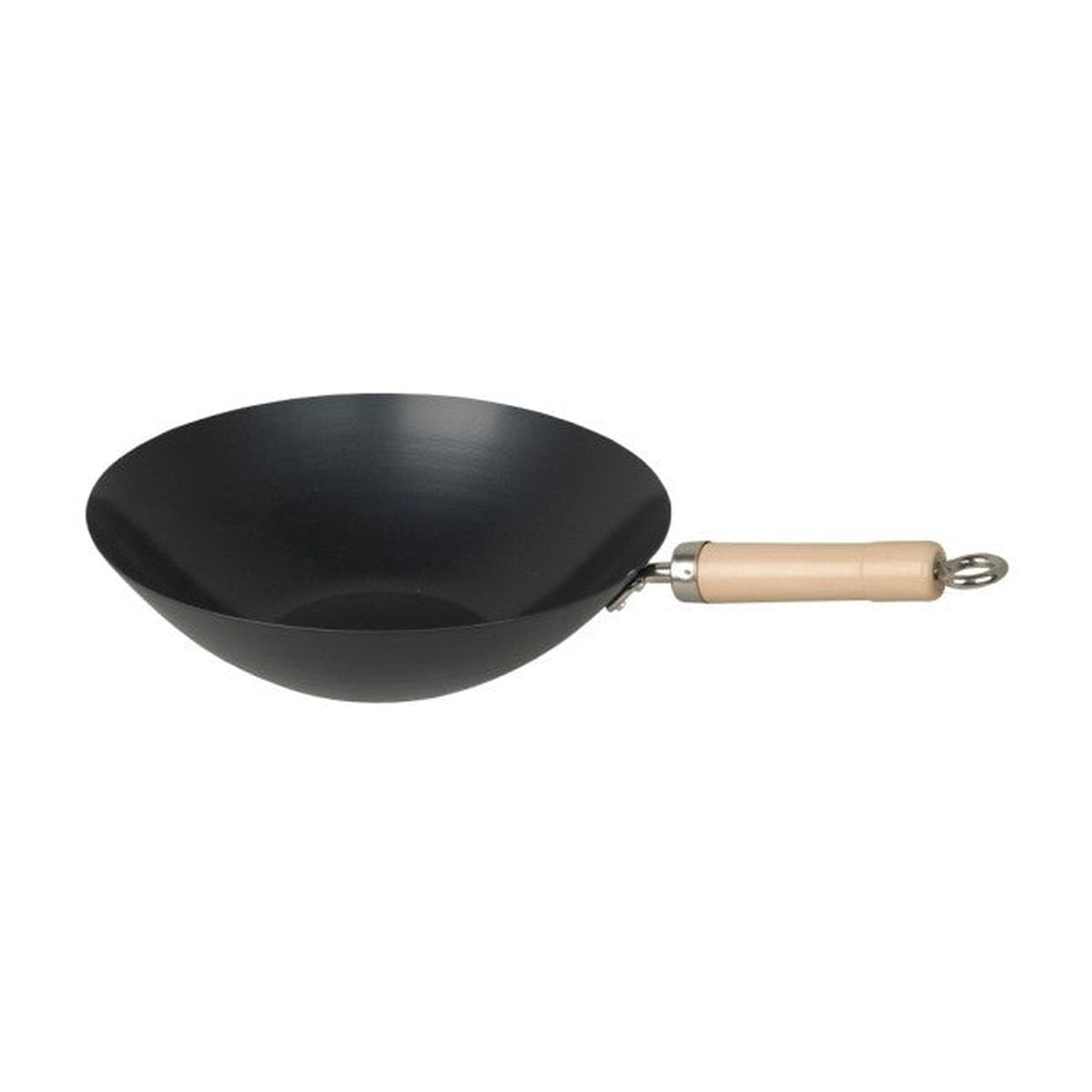 CookEveryday 27cm carbon steel non stick wok with wooden handle