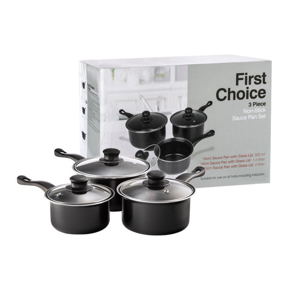 CookEveryday 3 piece non-stick saucepan set