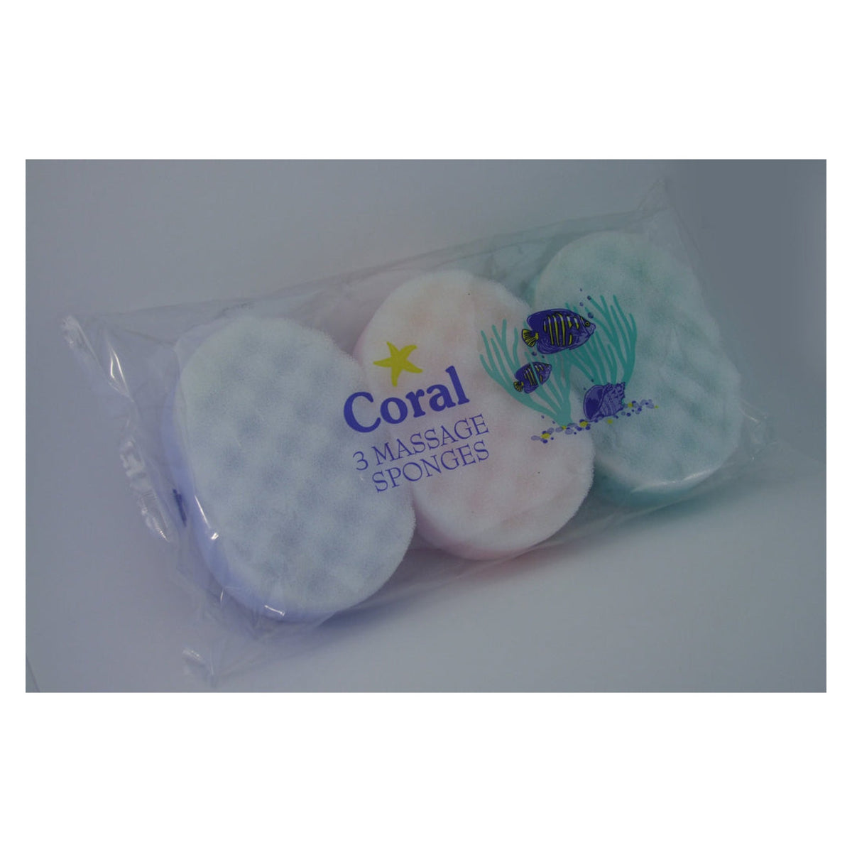 Pack of three Coral massage sponges