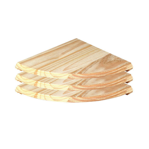 Core pack of 3 natural wood corner shelves, 285mm