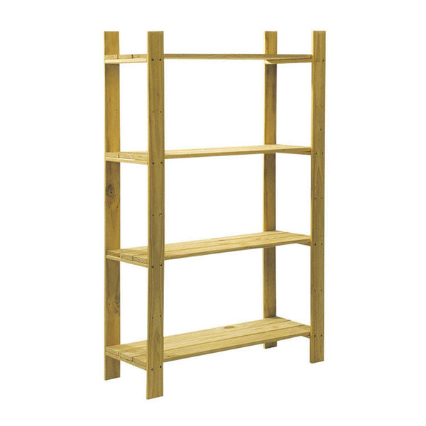Core natural wood 4 shelf slatted storage unit
