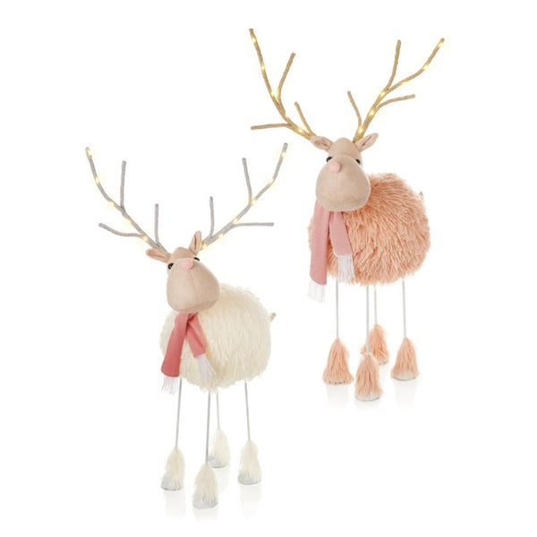 Cream Pink Fur Wobbly Reindeer Antler - 65 x 30cm