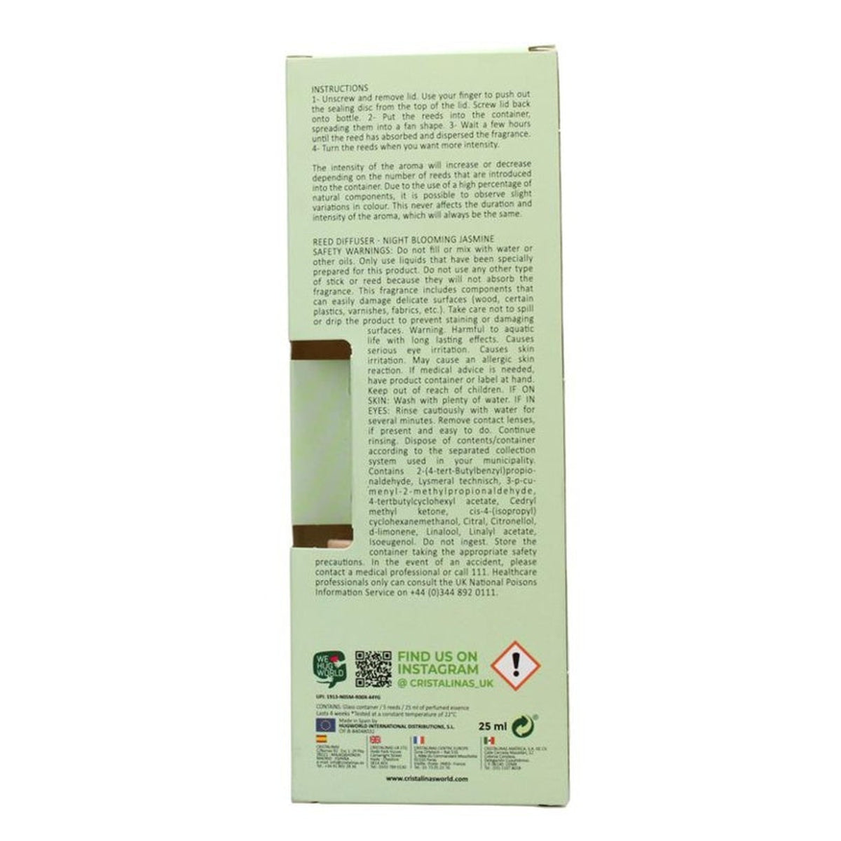 Cristalinas Night Blooming Jasmine 25ml reed diffuser, view 2