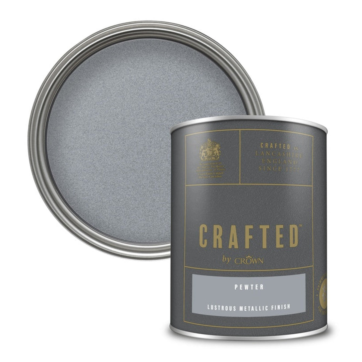 Crown Crafted Lustrous Metallic paint 1.25L in Pewter