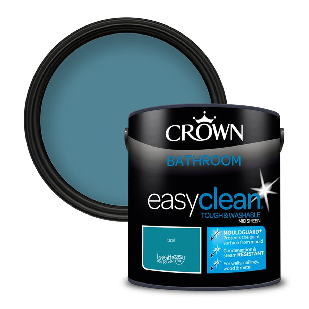Crown Easyclean Bathroom Mid Sheen Teal 2.5L