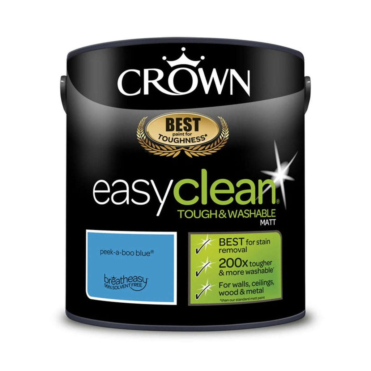 Crown Easyclean Matt Emulsion 2.5L tin in Peekaboo Blue, view 2