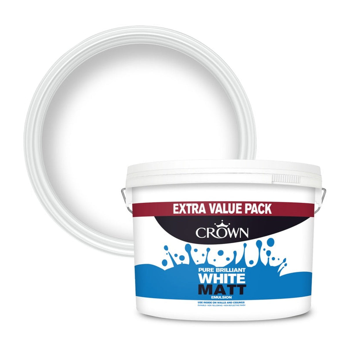 Crown Matt Emulsion 7.5L tin in Pure Brilliant White