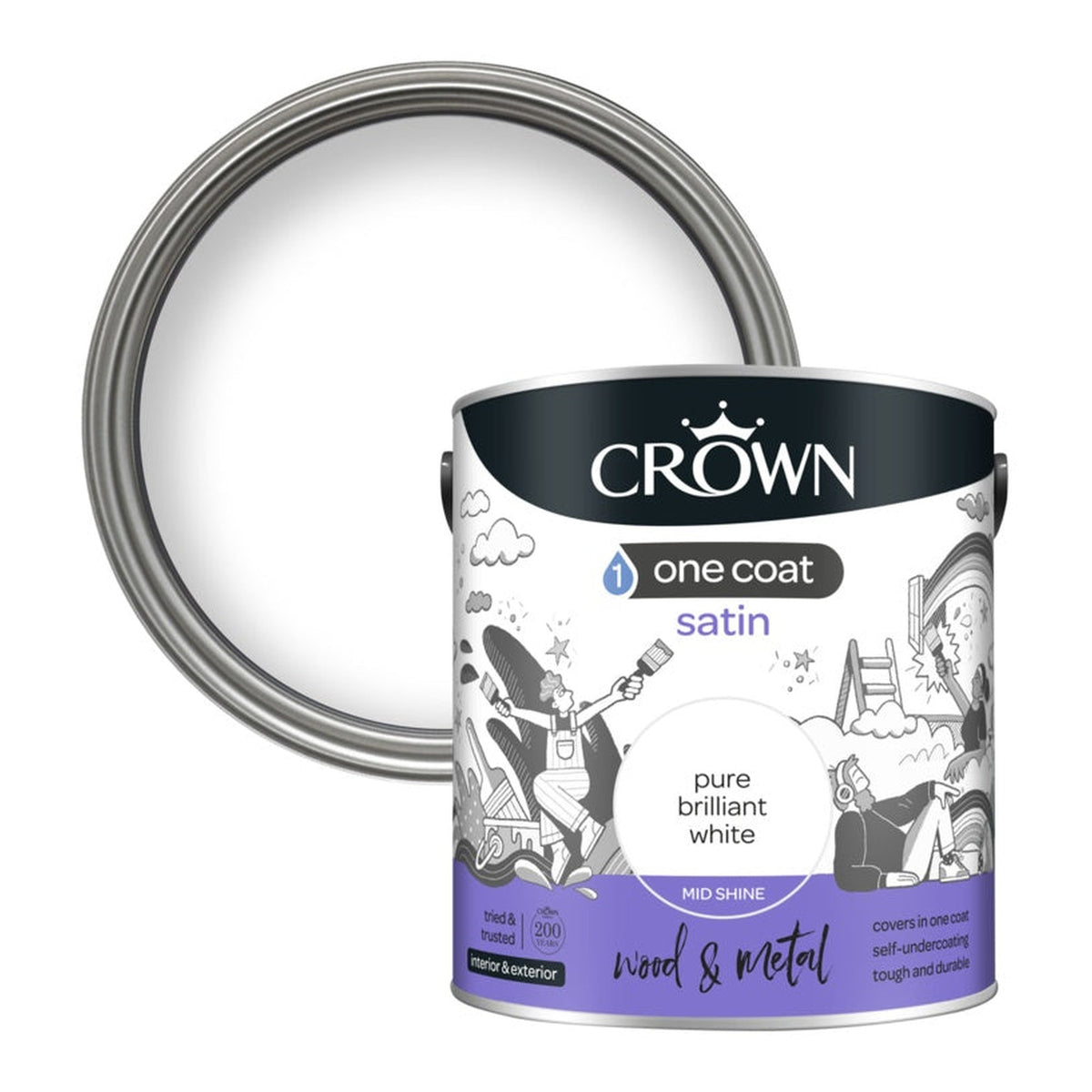 Crown One Coat Satin Brilliant White 2.5L tin