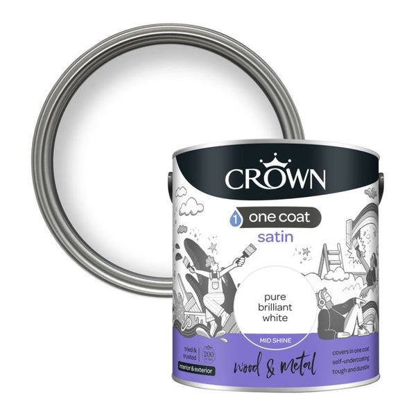 Crown One Coat Satin Brilliant White 2.5L tin
