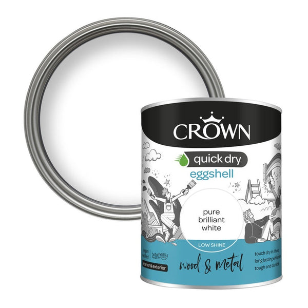 Crown Quick Dry Eggshell Brilliant White 750ml tin