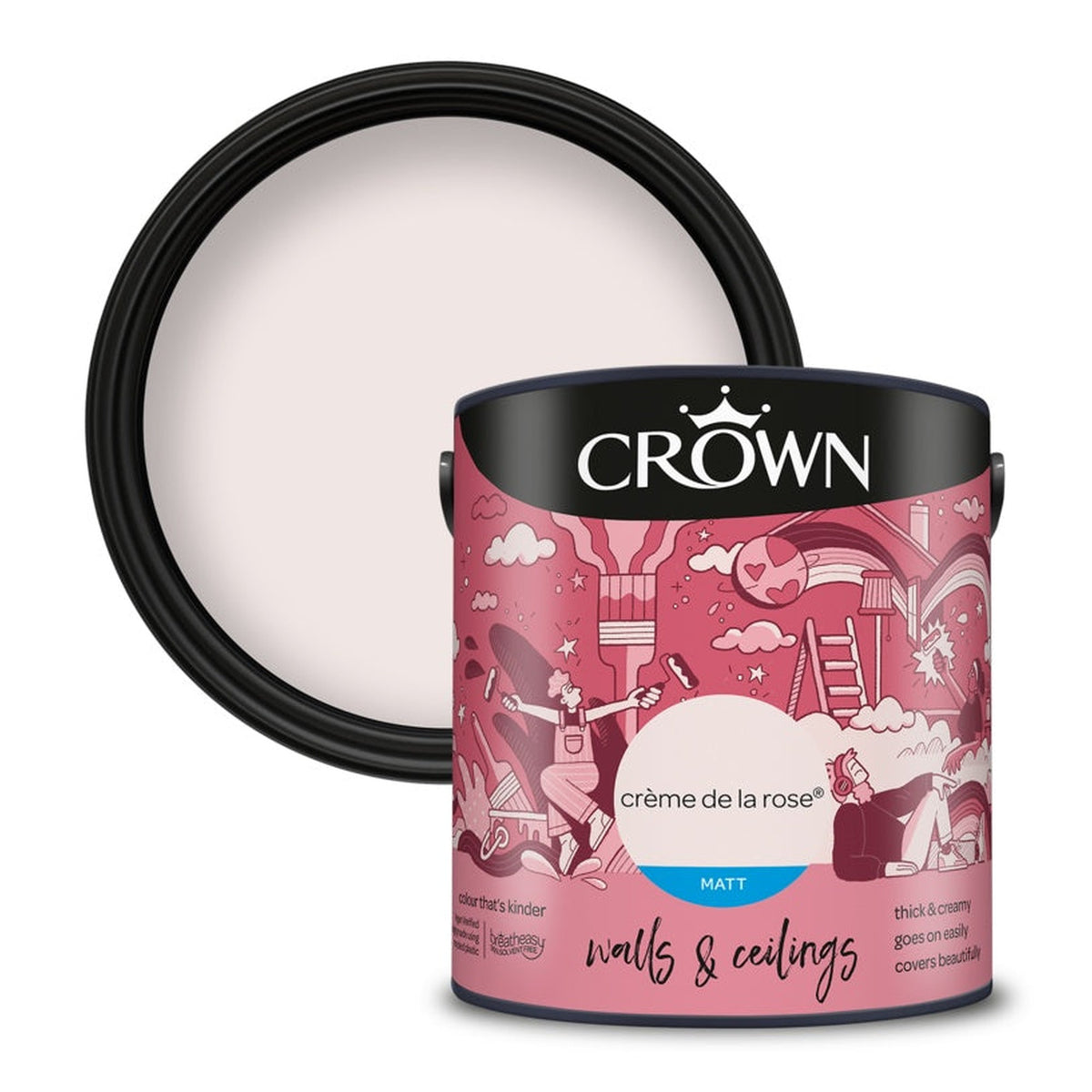 Crown Walls and Ceilings Matt 2.5L tin in Creme De La Rose