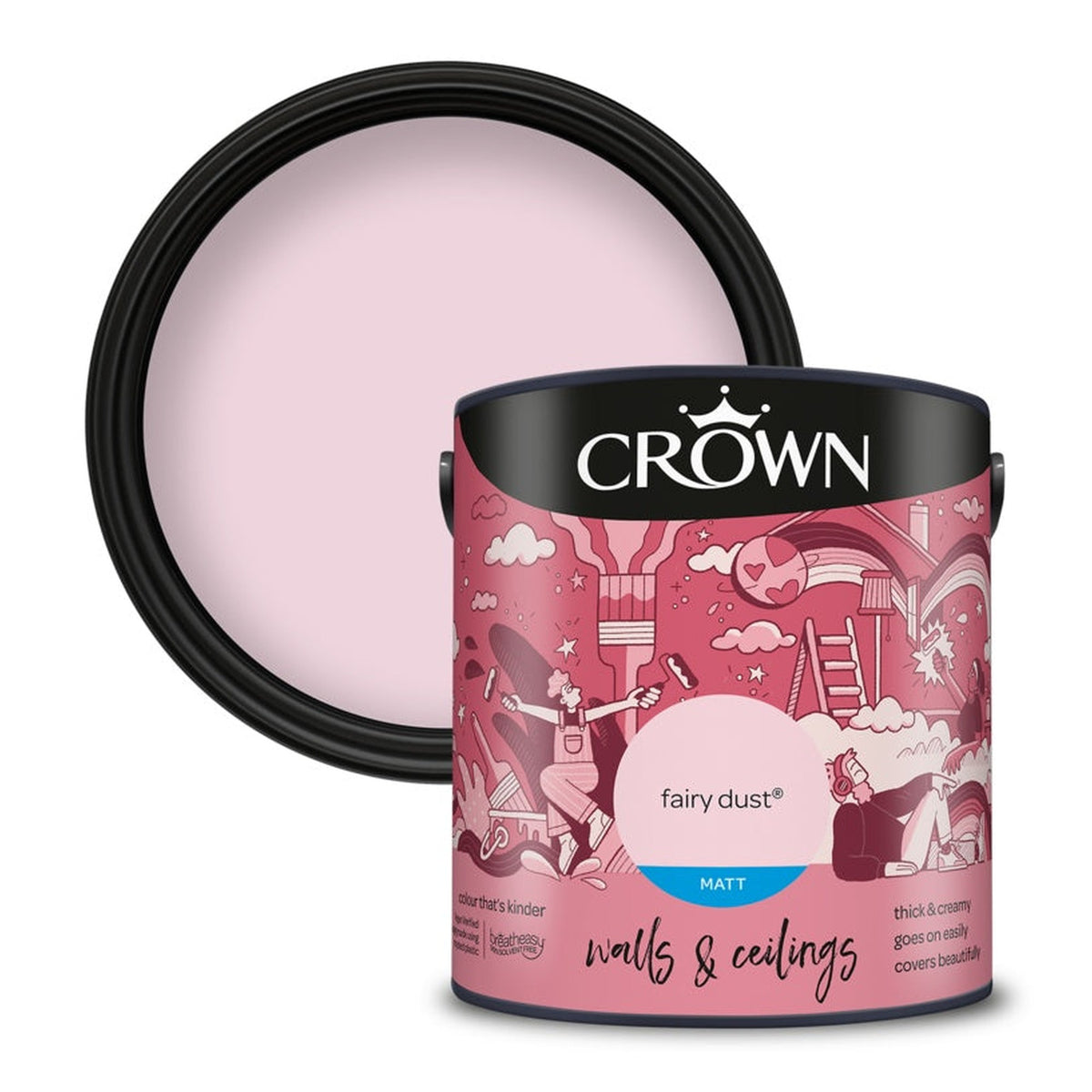 Crown Walls and Ceilings Matt 2.5L tin in Fairy Dust