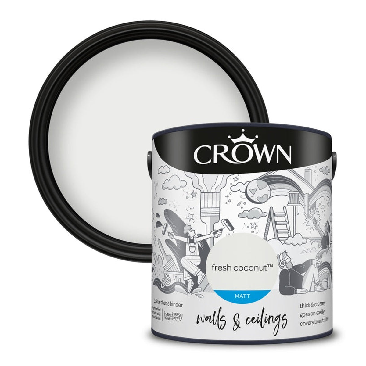 Crown Walls and Ceilings Matt 2.5L tin in Fresh Coconut