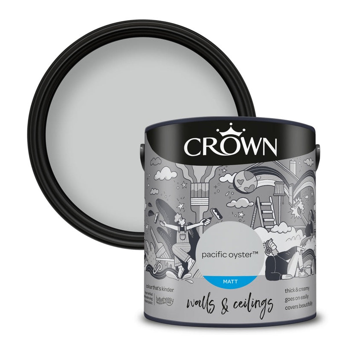 Crown Walls and Ceilings Matt 2.5L tin in Pacific Oyster