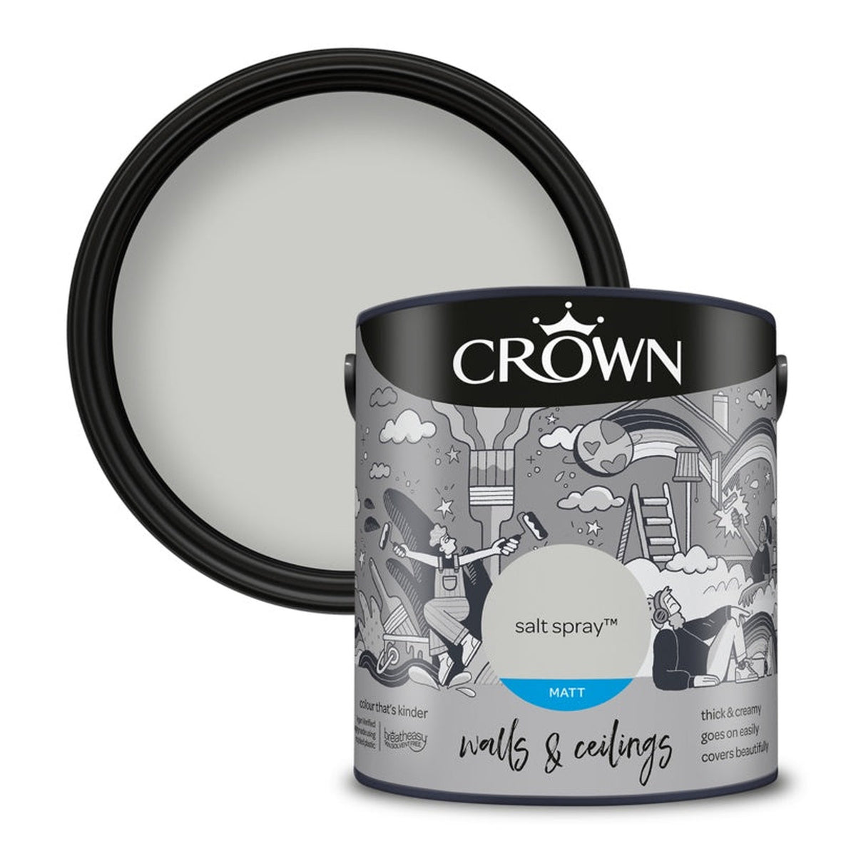 Crown Walls and Ceilings Matt 2.5L tin in Salt Spray