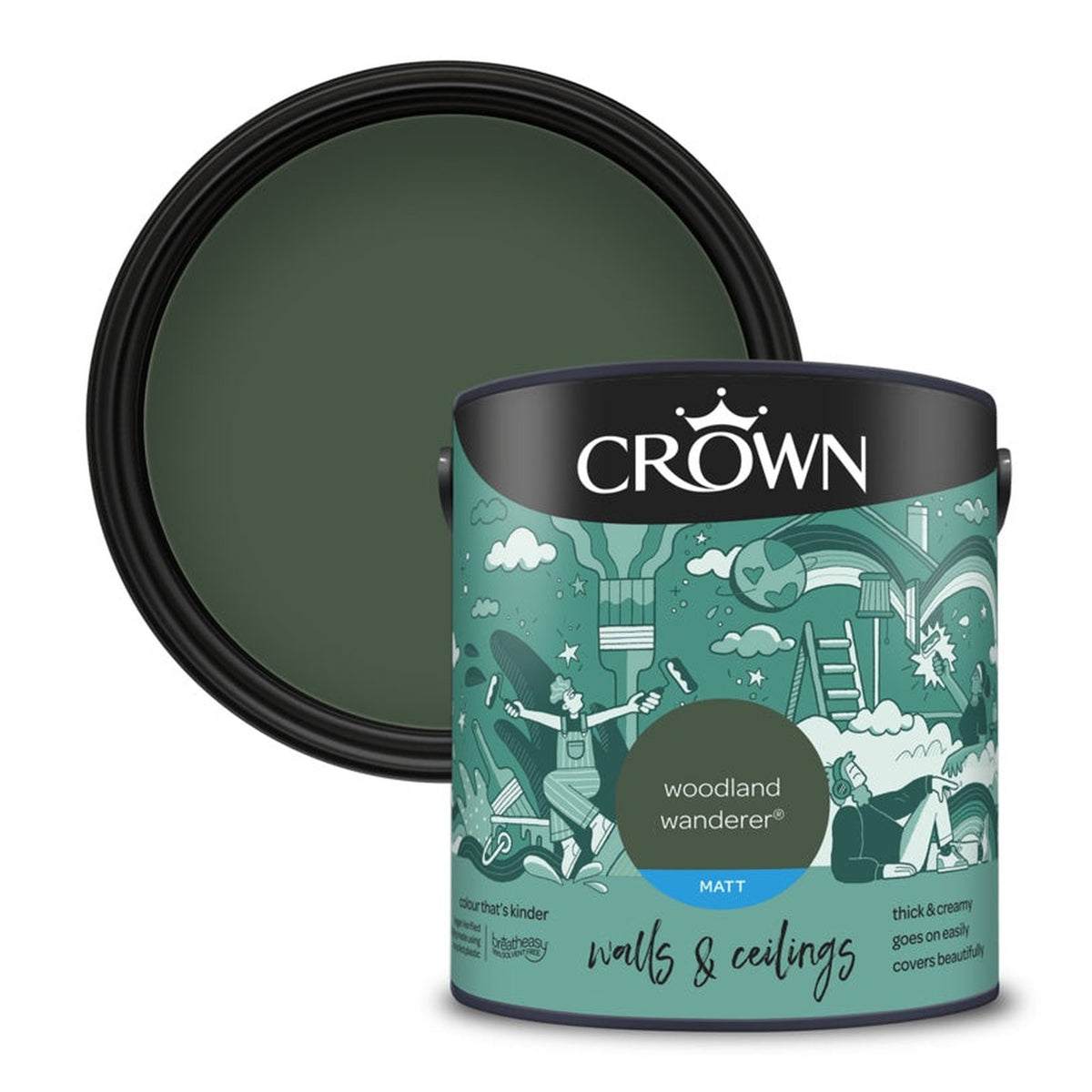 Crown Walls and Ceilings Matt 2.5L tin in Woodland Wanderer
