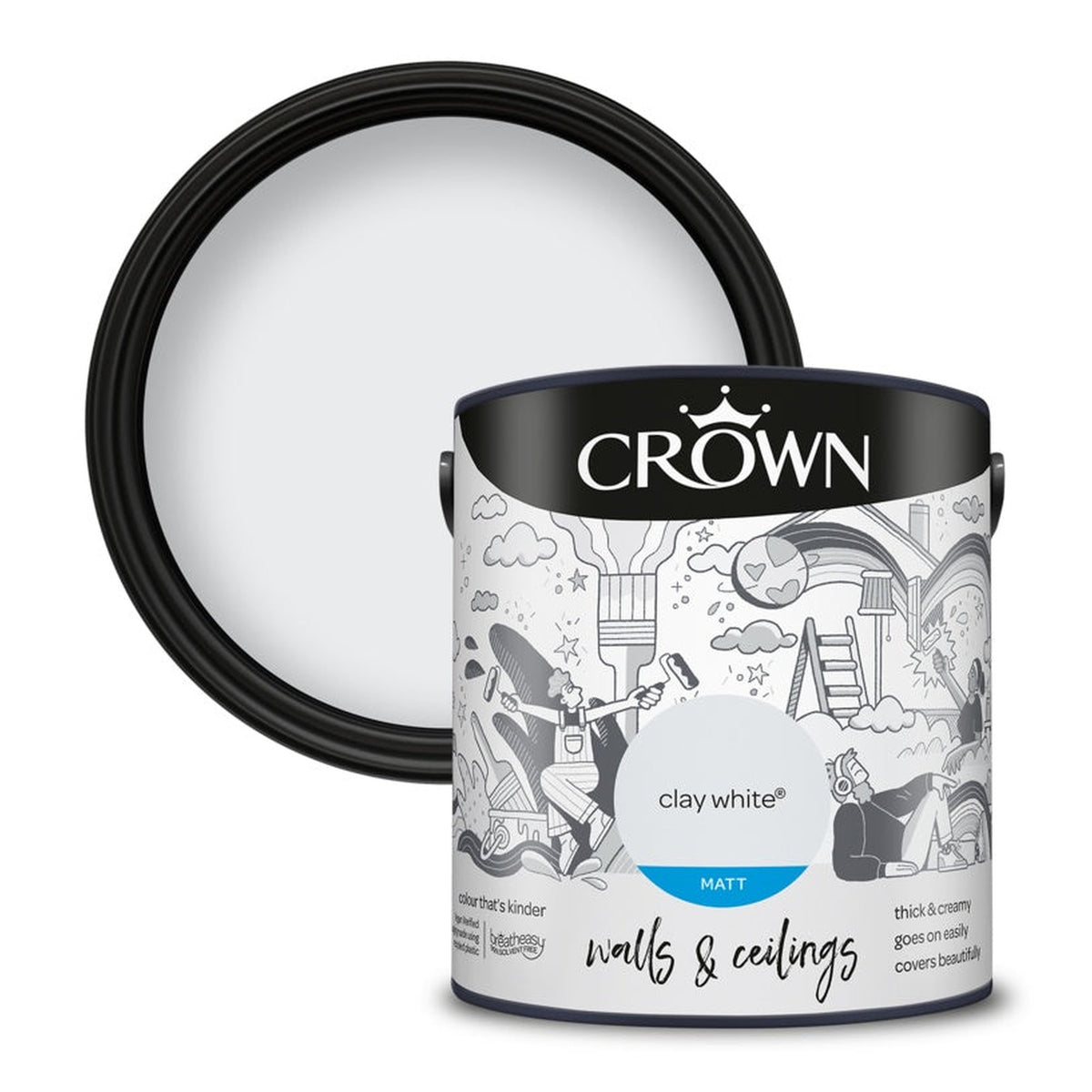 Crown Walls & Ceilings Matt Clay White 2.5L tin