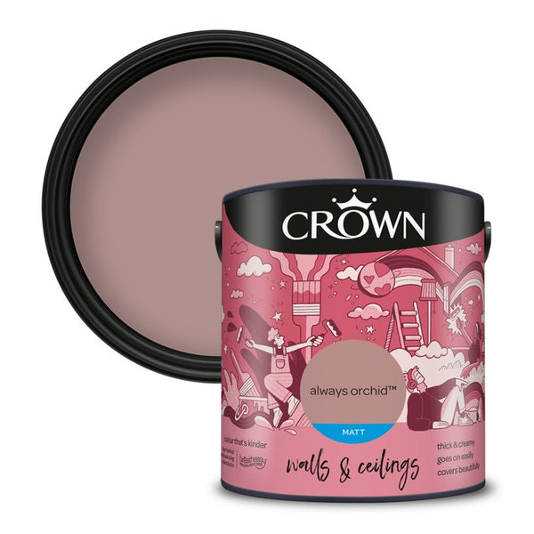Crown Walls and Ceilings Matt Emulsion 2.5L in Always Orchid