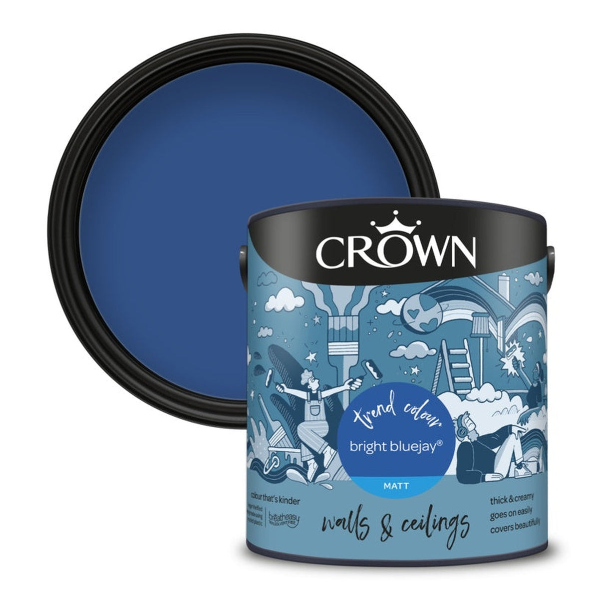 Crown Walls and Ceilings Matt 2.5L tin in Bright Bluejay