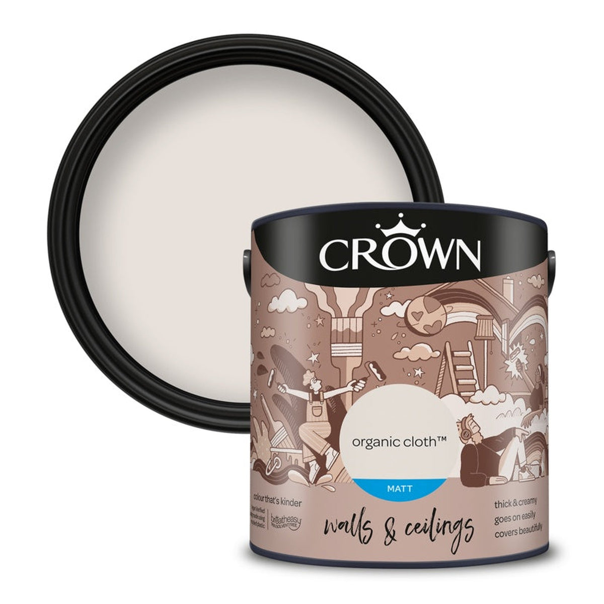 Crown Walls & Ceilings Matt 2.5L tin in Organic Cloth