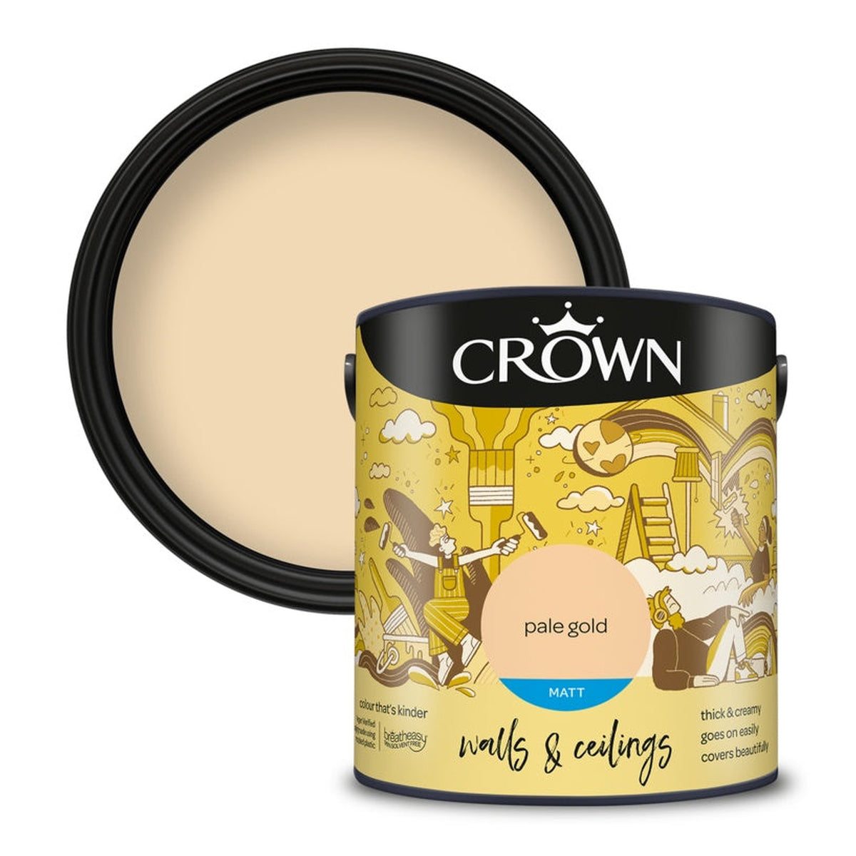 Crown Walls and Ceilings Matt Emulsion 2.5L in Pale Gold