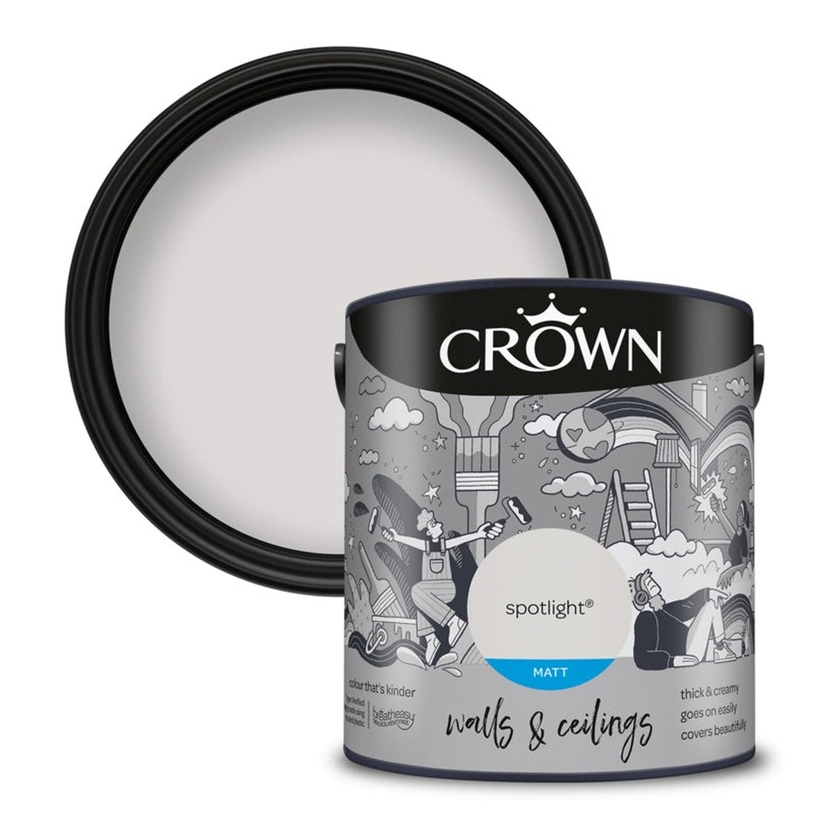 Crown Walls & Ceilings Matt emulsion 2.5L tin in Spotlight