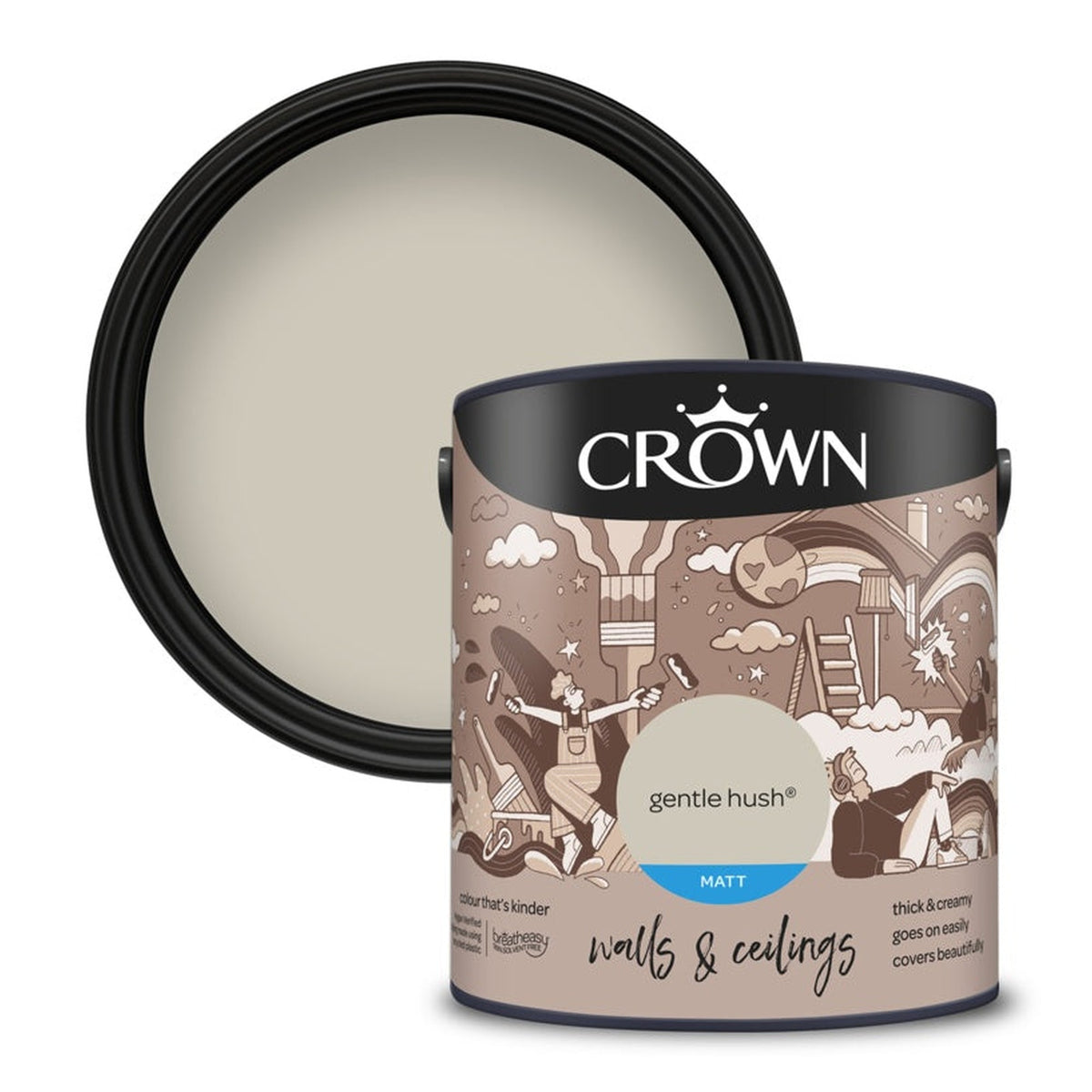 Crown Walls and Ceilings Matt Gentle Hush 2.5L tin