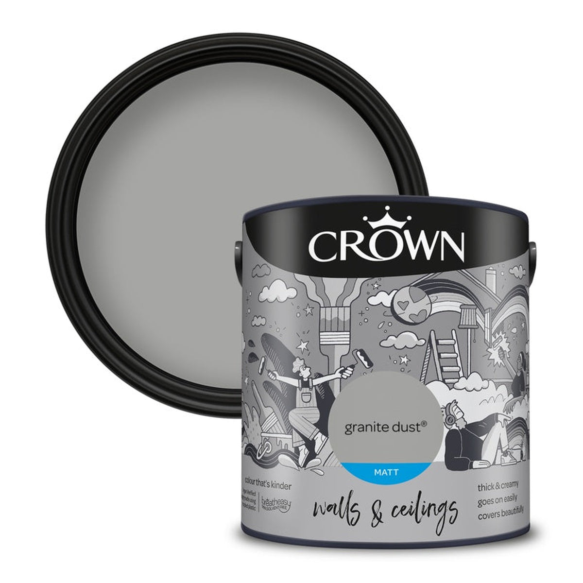 Crown Walls & Ceilings Matt Granite Dust 2.5L tin