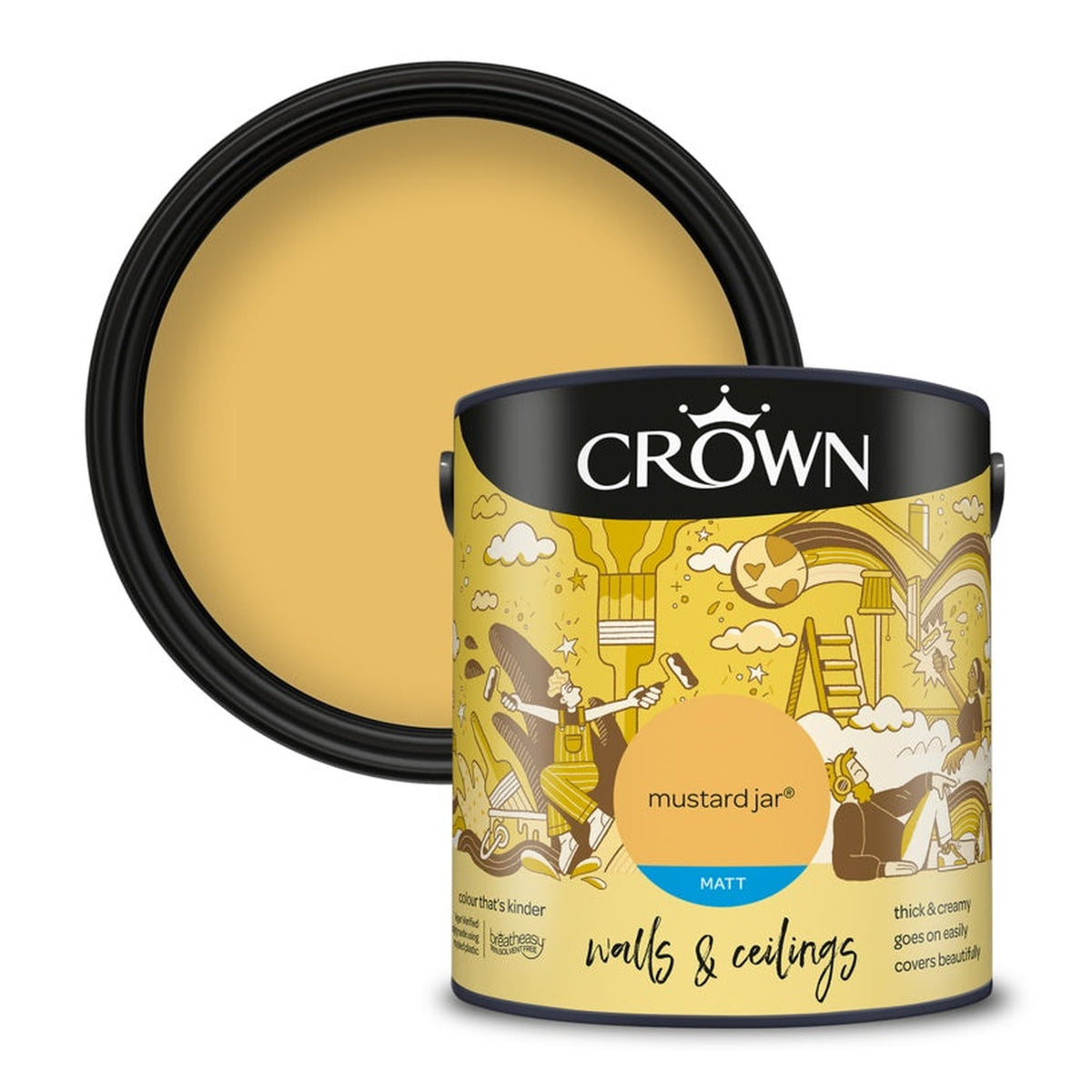 Crown Walls and Ceilings Matt Mustard Jar 2.5L tin
