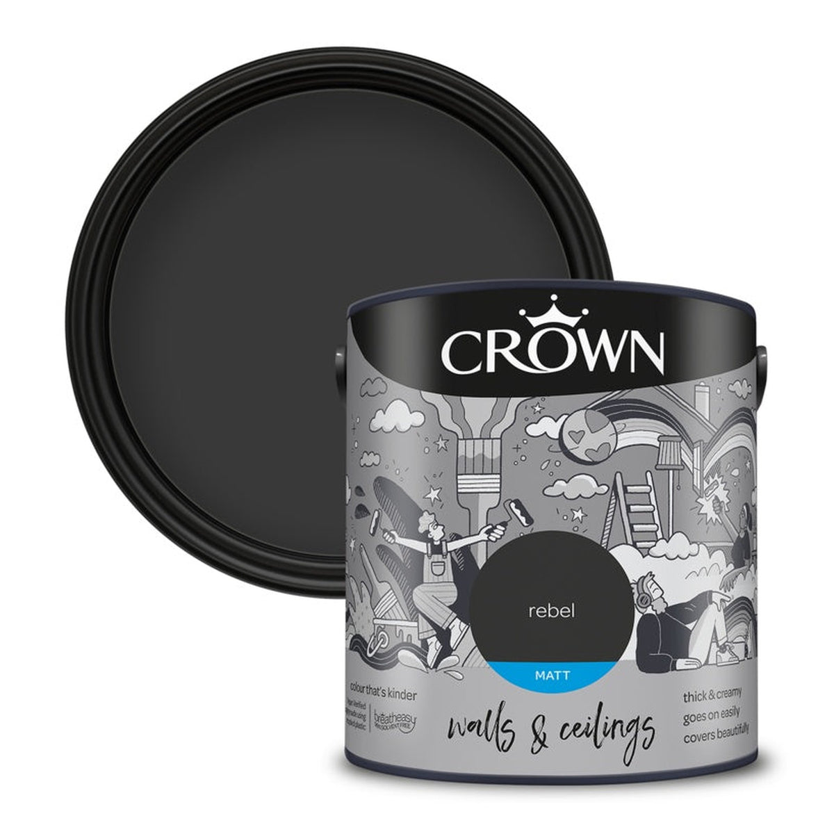 Crown Walls and Ceilings Matt Rebel 2.5L tin