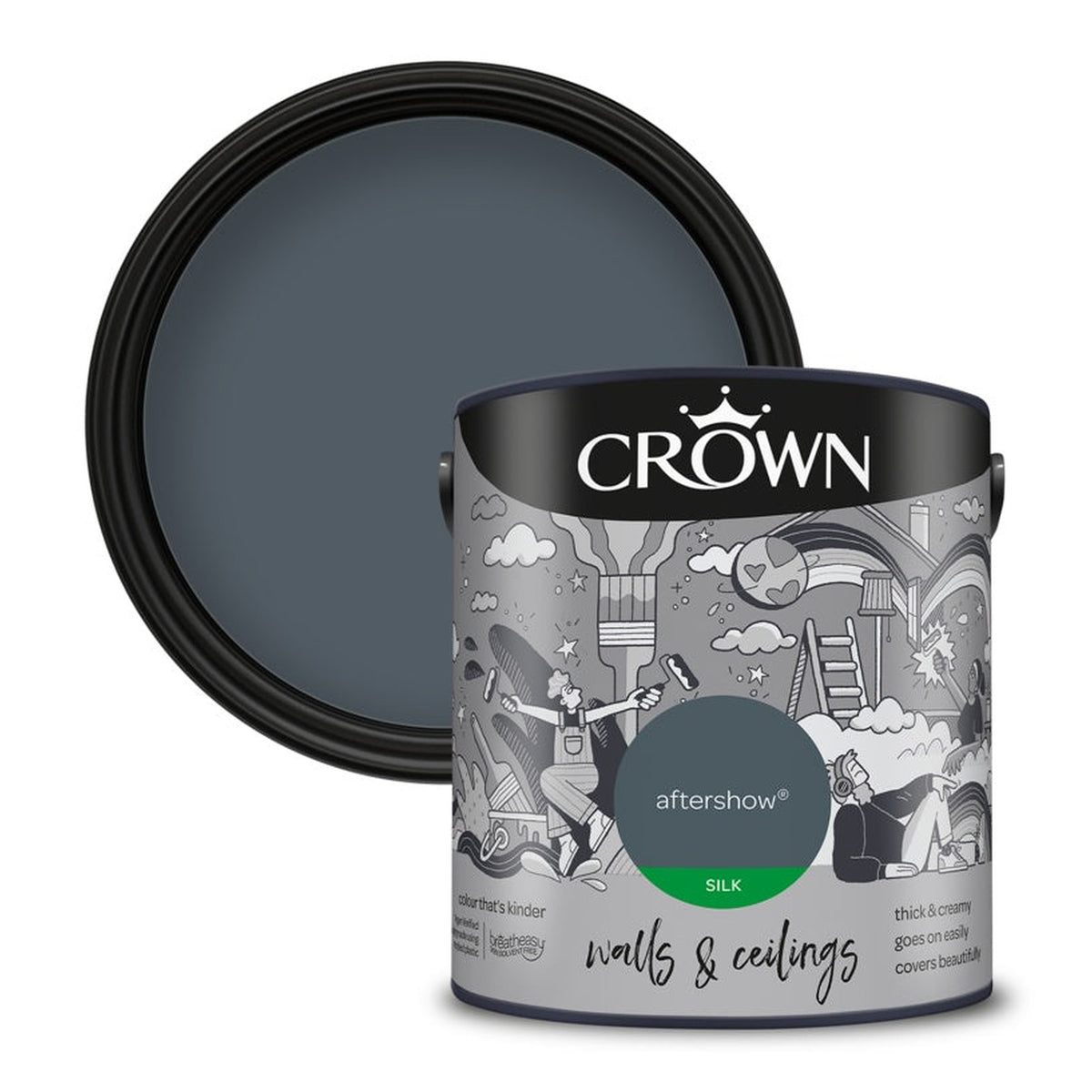 Crown Walls and Ceilings Silk Emulsion 2.5L in Aftershow