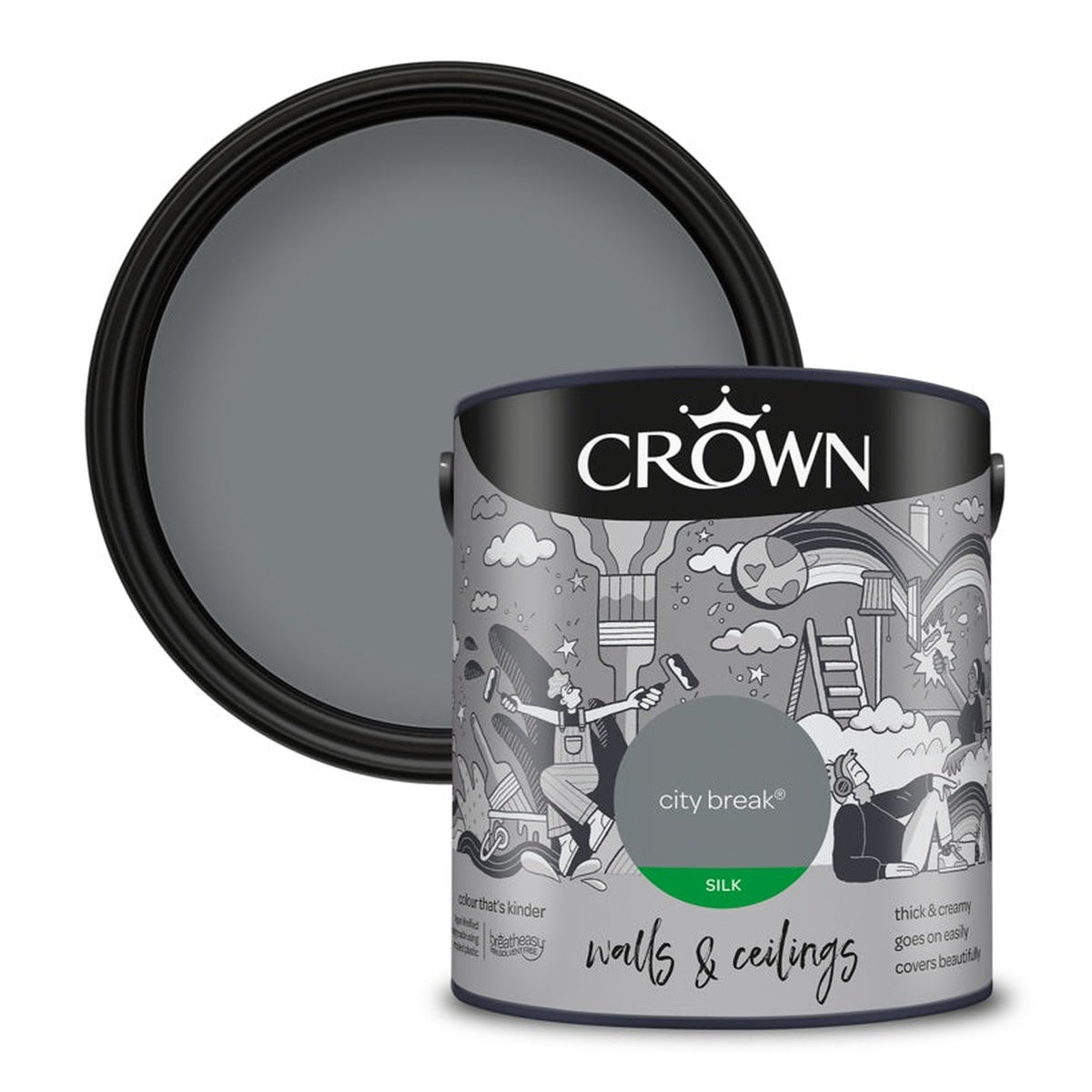 Crown Walls and Ceilings Silk City Break 2.5L
